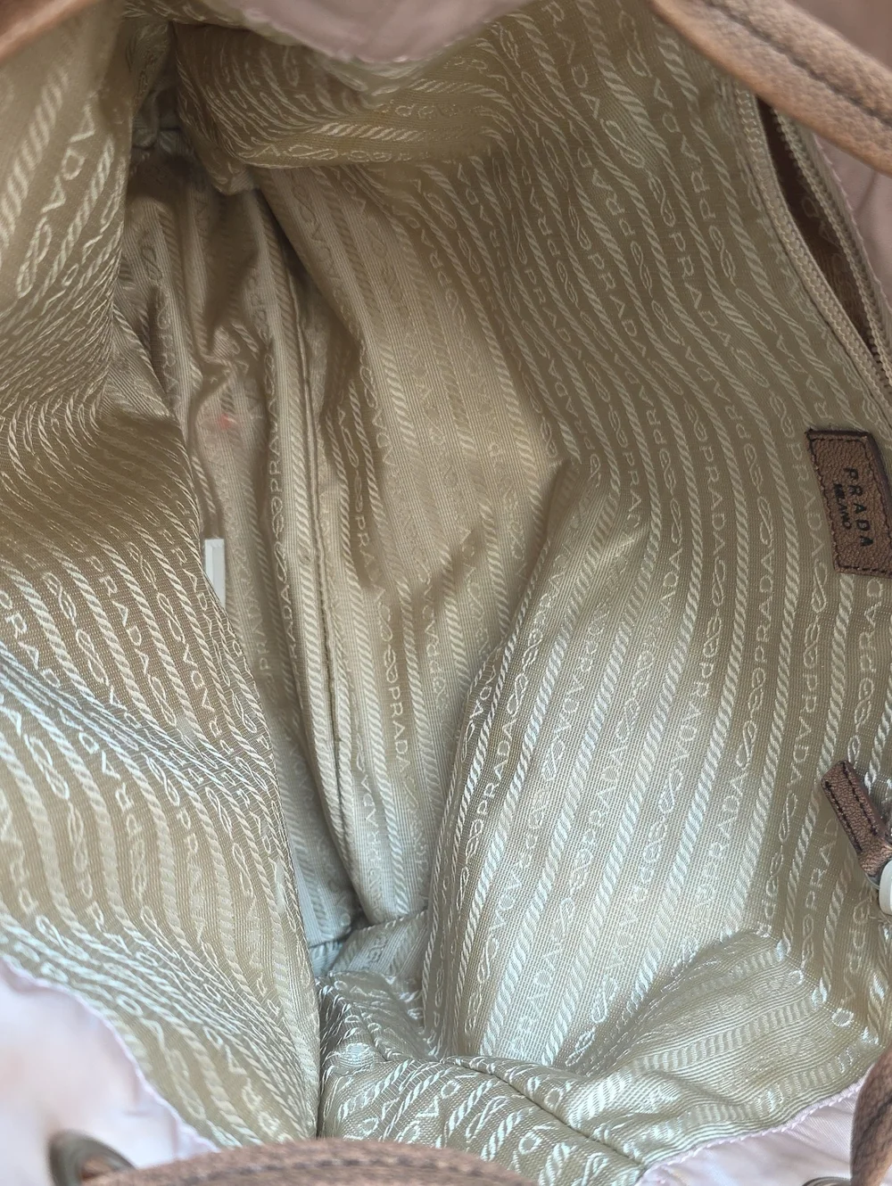 Prada Blush Nylon Tote with Brown Rope Handles